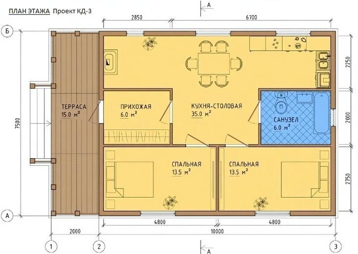 Каркасный дом 75 м2 КД-3 (комфорт) Каркасный дом 75 м2 КД-3 (комфорт) — изображение 4