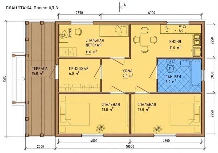 Каркасный дом 75 м2 КД-3 (комфорт) Каркасный дом 75 м2 КД-3 (комфорт) — изображение 6